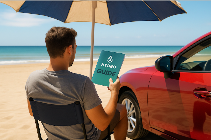 Man o beach with hydro guide