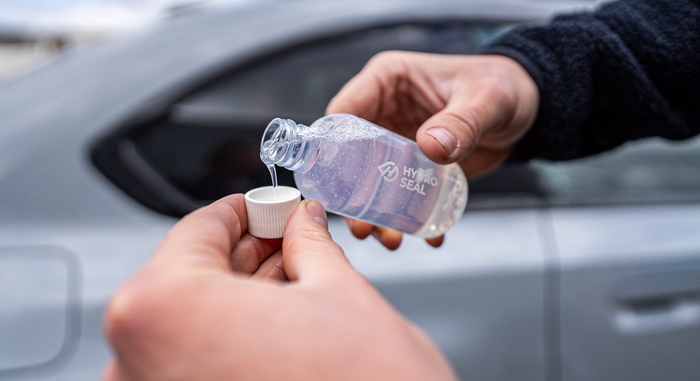 Lamborghini being snow foamed with a Hydro Spray Bottle 